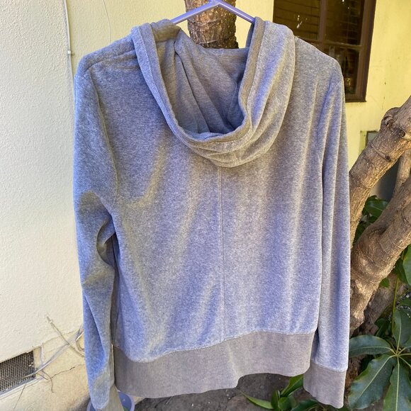 Victoria's Secret VSX Sexy Sport Gray Velour Zip Up Hooded Jacket Size Large - Picture 2 of 5